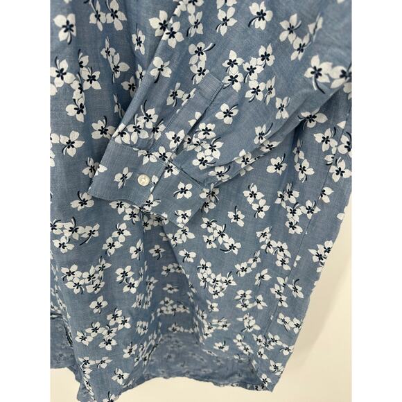 Draper James x Lands' End Women Denim Floral Long Sleeve Tunic Dress Cotton 1X - Picture 4 of 6